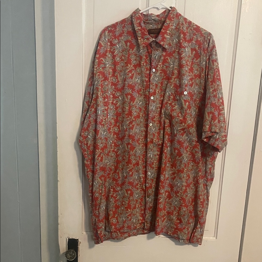 Tori Richard Red and Gray Floral Button Down Shirt